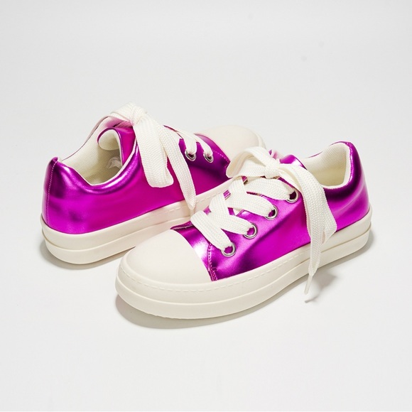Low top RICKYGIRL puffy thick lace round toe sneaker - Picture 3 of 3
